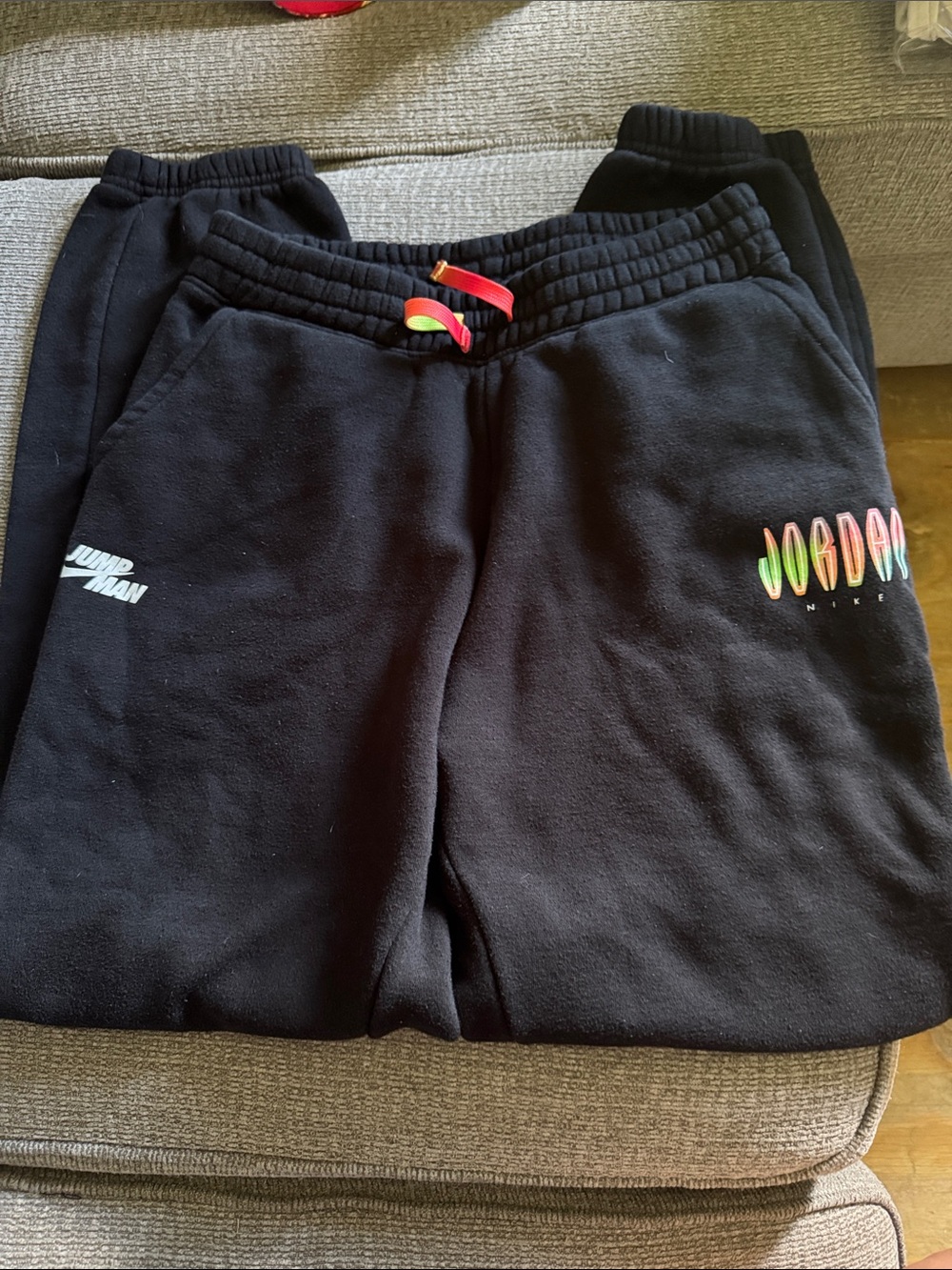Nike Kids Black Sweatpants with Multicolor Jordan Logo